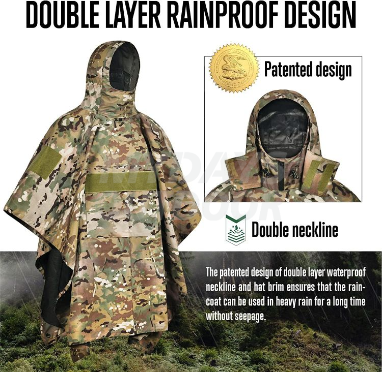 Military Style Poncho Multi Use Rip Stop Rain Poncho supplier MDSCH2