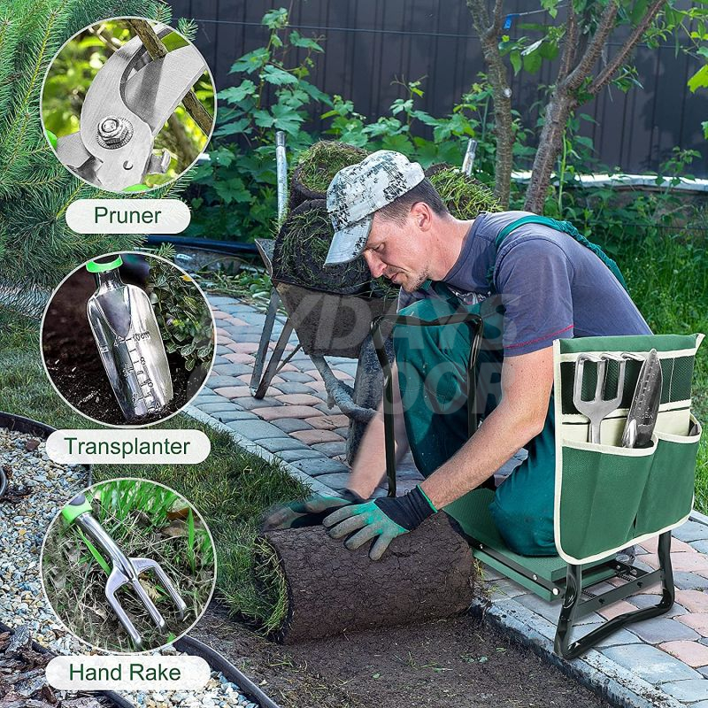 Garden Kneeler and Seat with Tool Bag Pouch Garden Bench Thicken EVA Foam Pad MDSGO-4