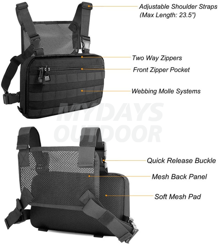 Molle Radio Chest Bag Tactical Chest Rig for Two Way Radio Walkie Talkies MDSSC-4