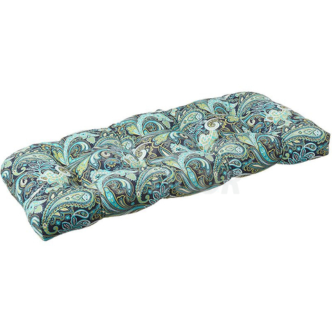 Utomhus/inomhus Pretty Paisley Navy Tufted Loveseat Cushion, 44  'x 19 ' MDSGE-7