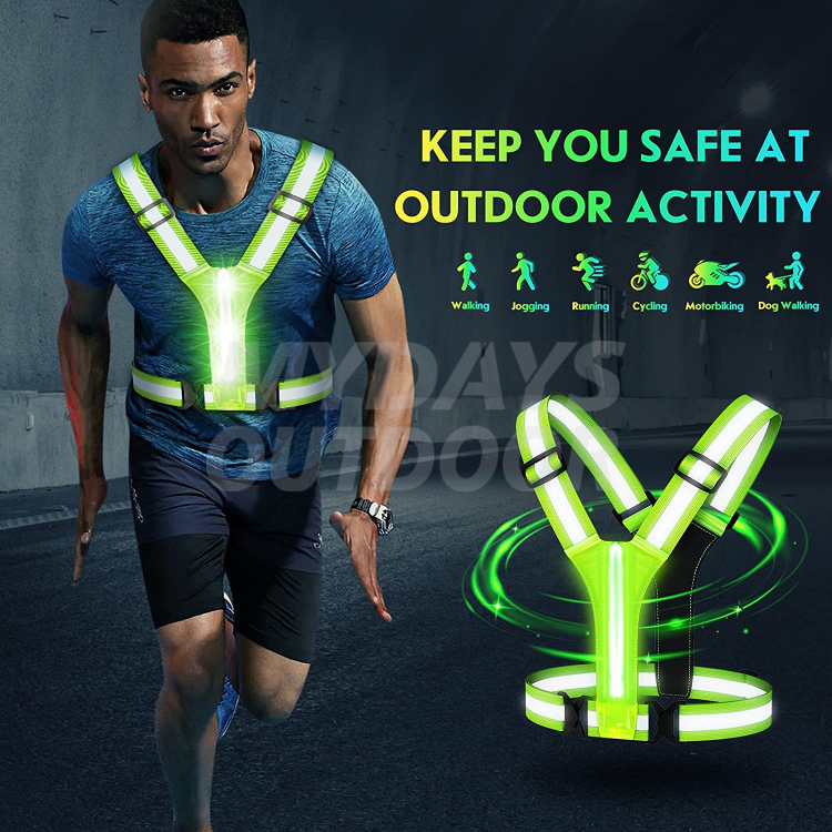  USB Rechargeable Reflective Running Vest Night Running Gear MDSSV-3