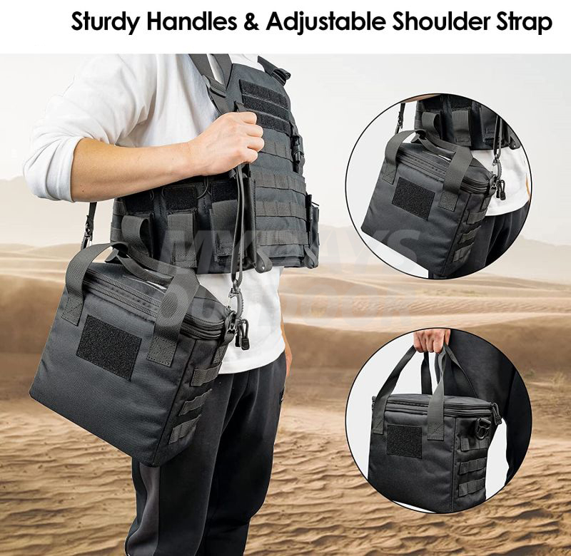 Tactical Gun Range Bag Deluxe Padded Pistol Handguns Magazine Pouch Duffle Bags with Adjustable Dividers MDSHR-8