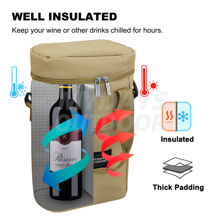 Portable Wine Bottle Carrier Insulated Wine Cooler Bag MDSCI-14