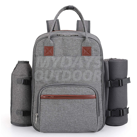 Mochila para picnic para botellas desmontables/soportes de vinos platos de manta de vellón y cubiertos MDSCA-2