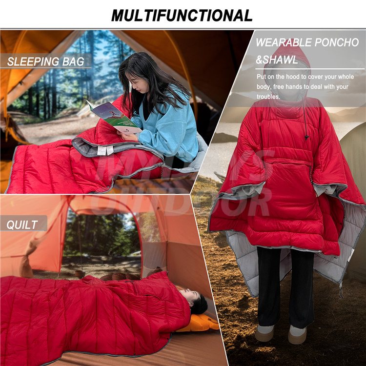 Envelope Lightweight Camp Sleeping Bag Poncho Cloak Cape Windproof MDSCH-5