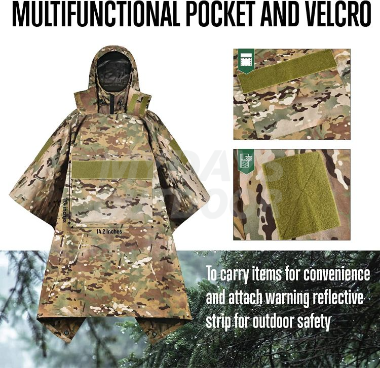 Military Style Poncho Multi Use Rip Stop Rain Poncho supplier MDSCH2